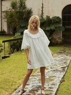 Doen Wynn Salt Ruffled Mini Cotton Dress